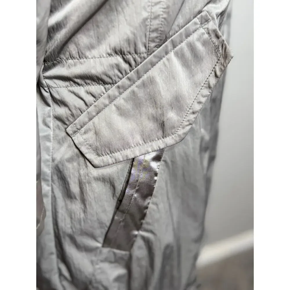 Chico's Zenergy jacket 3/4 sleeve zip collar pockets silver gray long Sz 0 US S